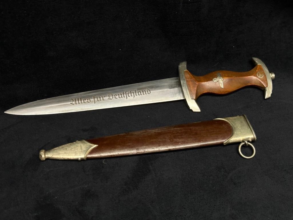 Early Eikhorn Nazi SA Dagger - Full Ground Rohm: Early Eikhorn Nazi SA Dagger - Full Ground Rohm This model 1933 Sturmabteilung (SA) dagger has the Rohm inscription fully ground off, with nice contrast on the "Ulles für Deutschland" inscri