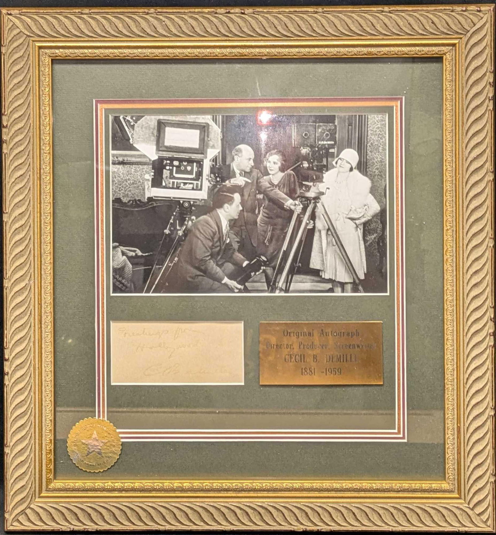 Framed Cecil B. Demille Cut Autographed Card With COA R77 (1 of 6)