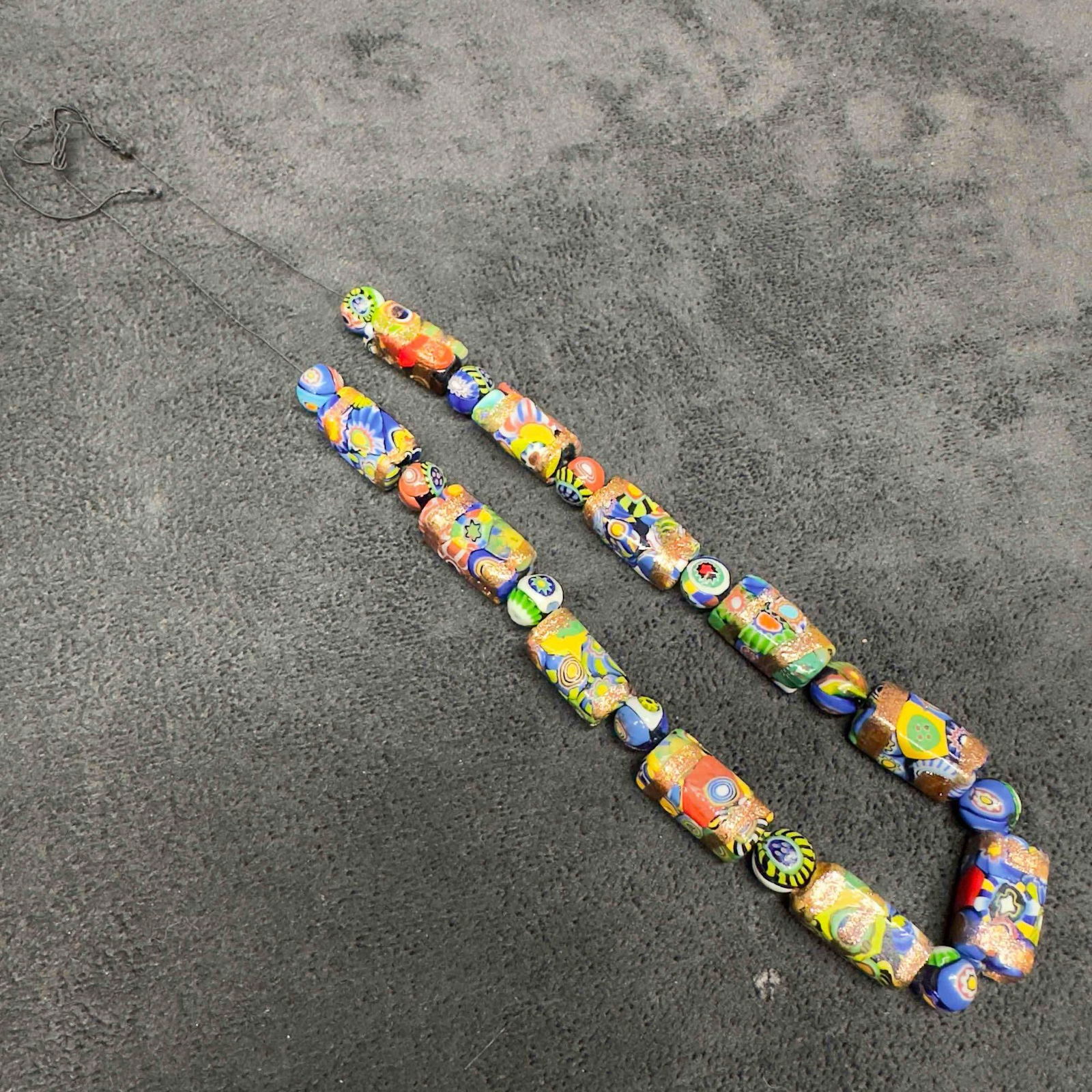 Murano Venetian Lamp Work Art Glass Multi Colored Art Deco Style Beaded Necklace Broken G8 (1 of 8)
