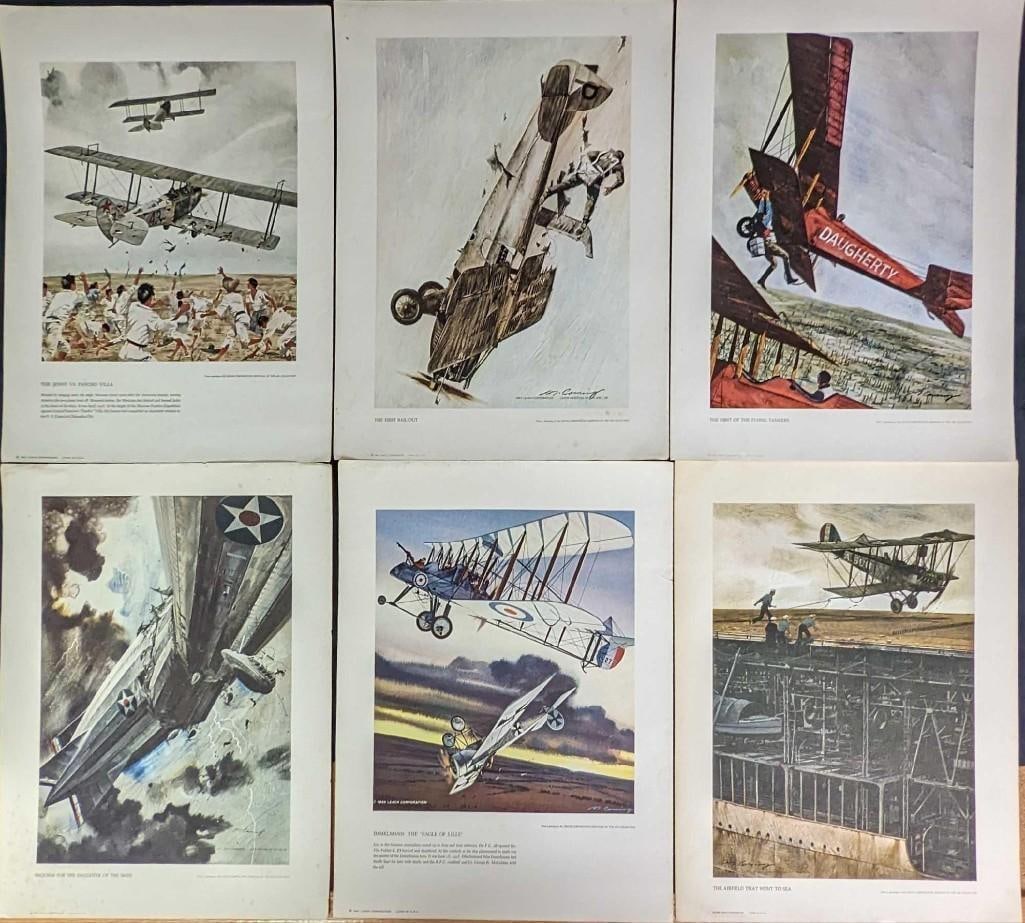 Six Vintage Merv Corning WWI Airplane Prints (1 of 8)