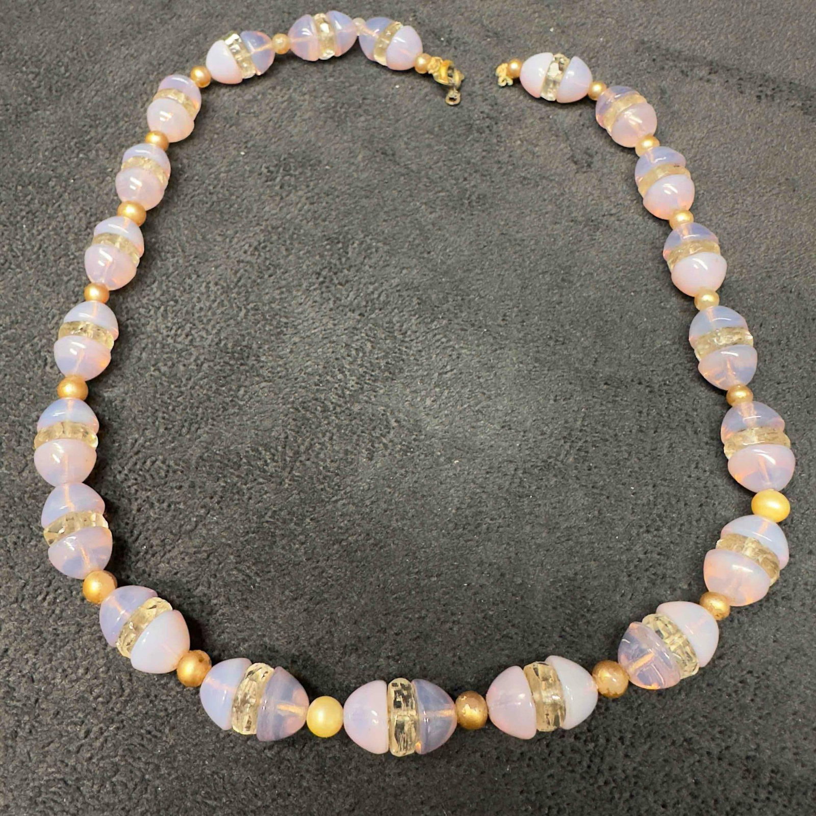 Murano Venetian Lamp Work Art Glass Purple Bead Clear Beaded Necklace Broken F98: Murano Venetian Lamp Work Art Glass Purple Bead Clear Beaded Necklace Broken F98. Necklace with clear purple colored glass beads with beautiful designs on each. The necklace features a spring ring cla