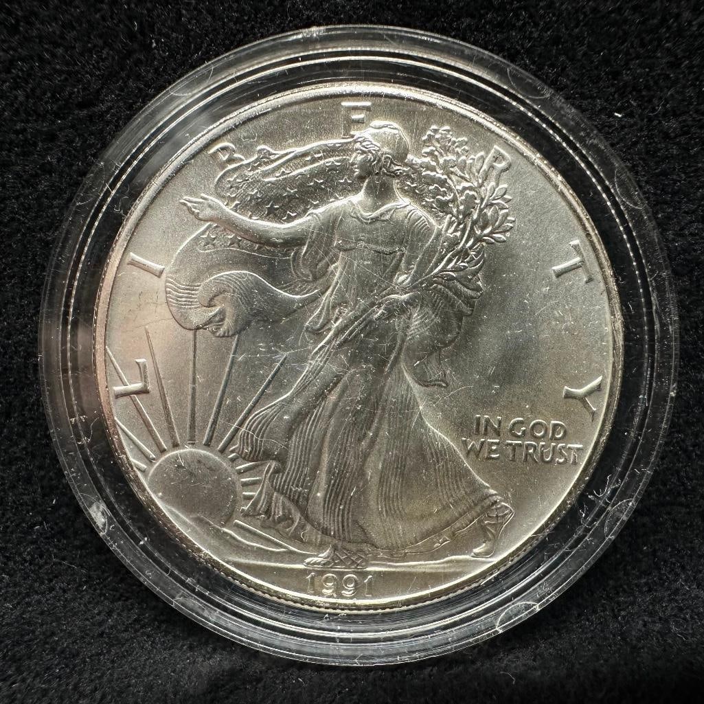 .999 Silver US Mint 1991 Silver Eagle (1 of 2)