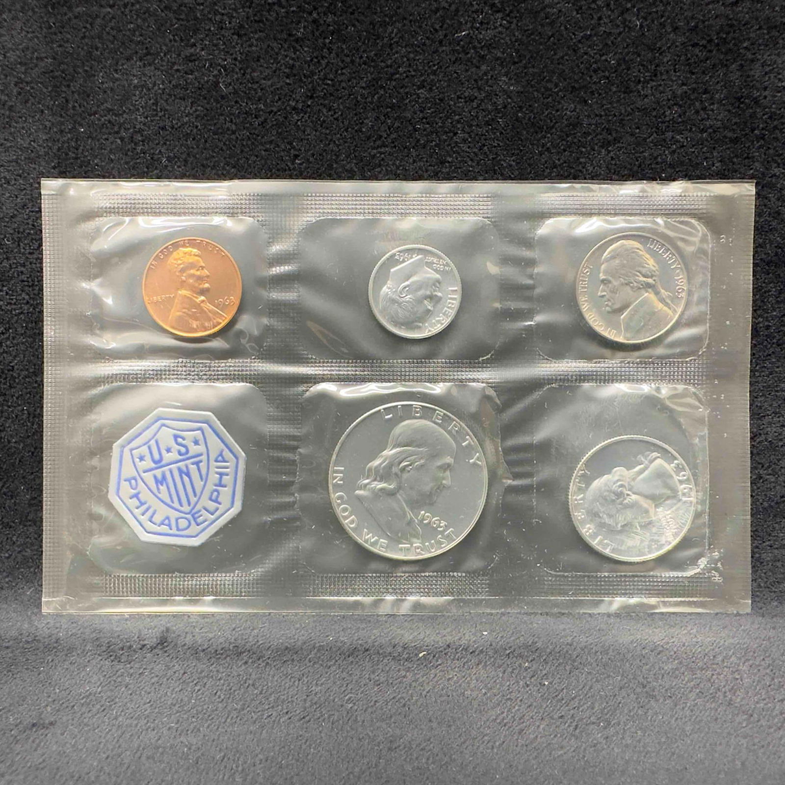1963 Silver Proof Set US Mint Philadelphia 90% Silver 5 Coin Lot (1 of 6)