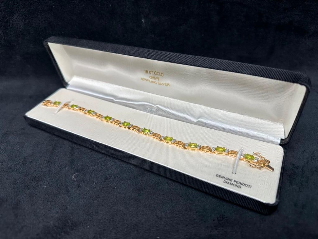 Gold Over Sterling Silver Peridot Bracelet (1 of 5)