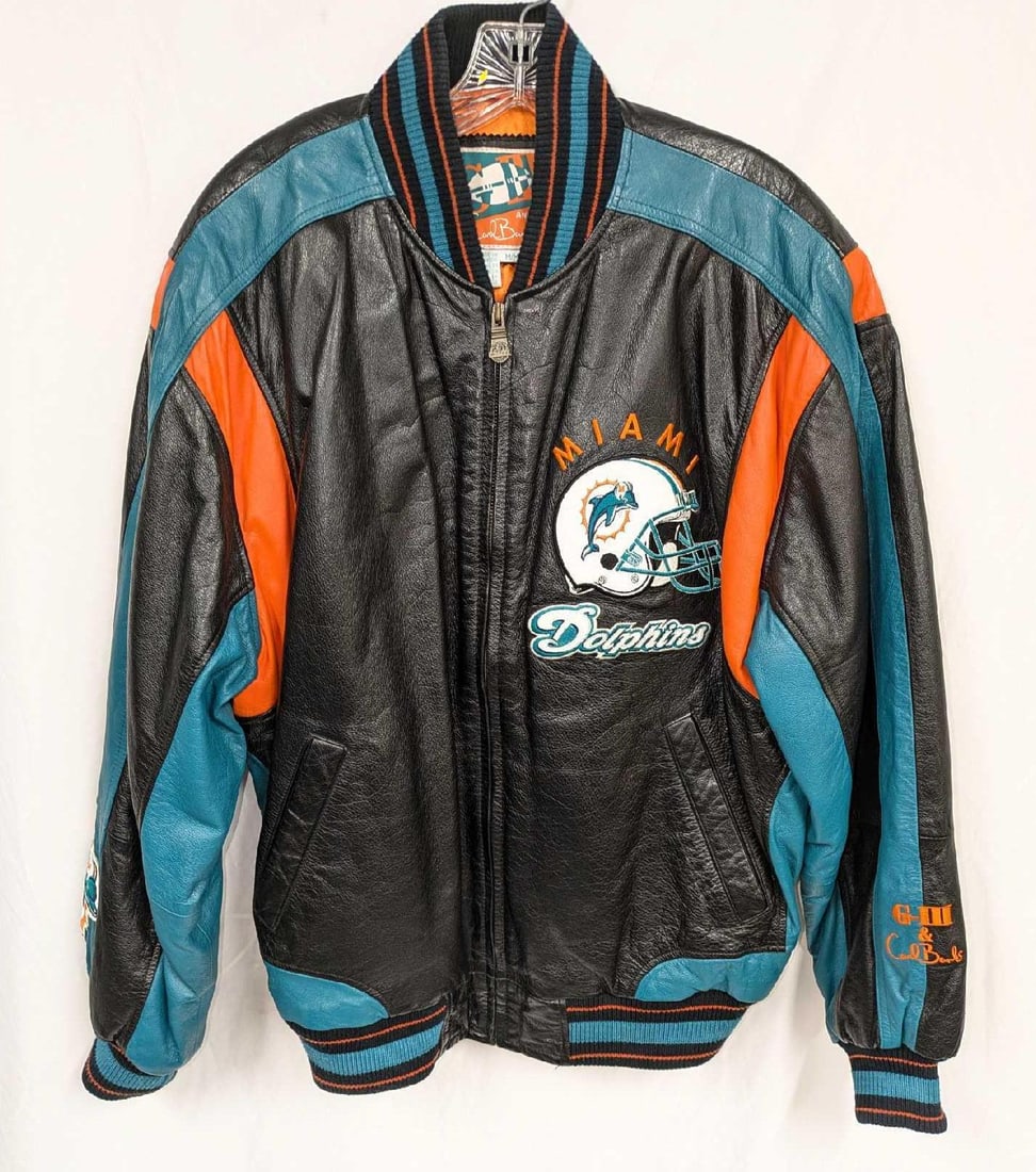 M/M Miami Dolphins NFL Leather Jacket G-III Carl Banks (1 of 5)