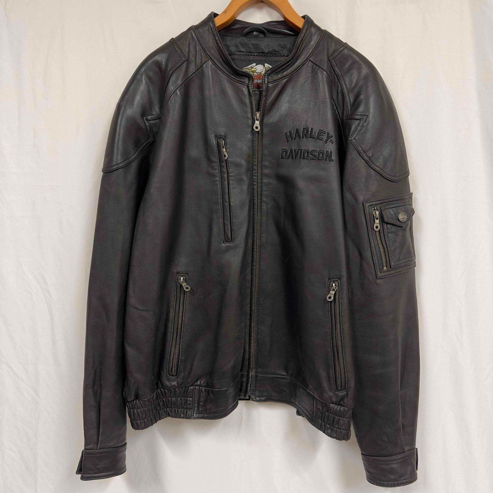 Harley Davidson Men's Genuine Leather Black Biker Jacket Motor Cycles Live To Ride (1 of 17)