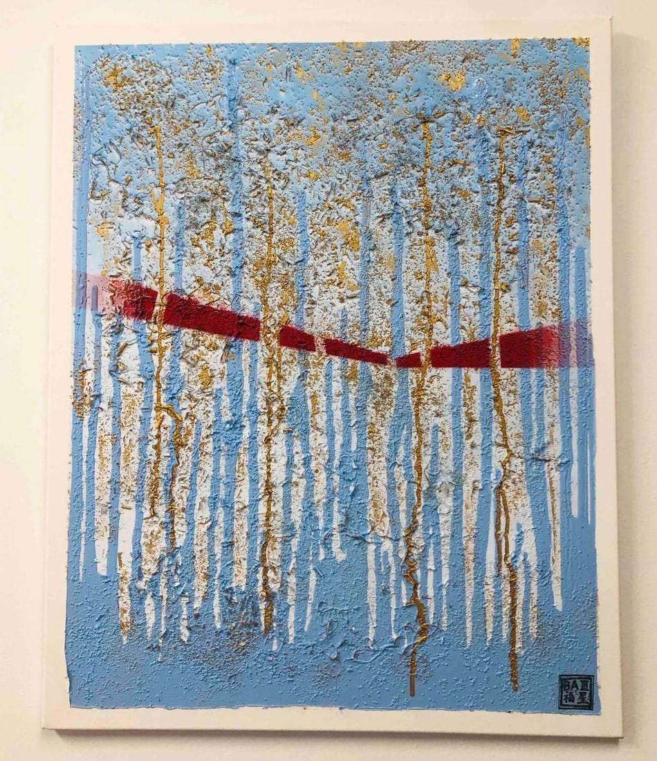 Signed Original Abstract Mixed Media Painting On Canvas "Behold The Mothership" By BA3 (1 of 7)