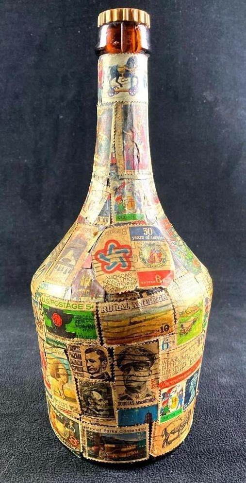 Vintage Stamp Covered Bottle (1 of 6)