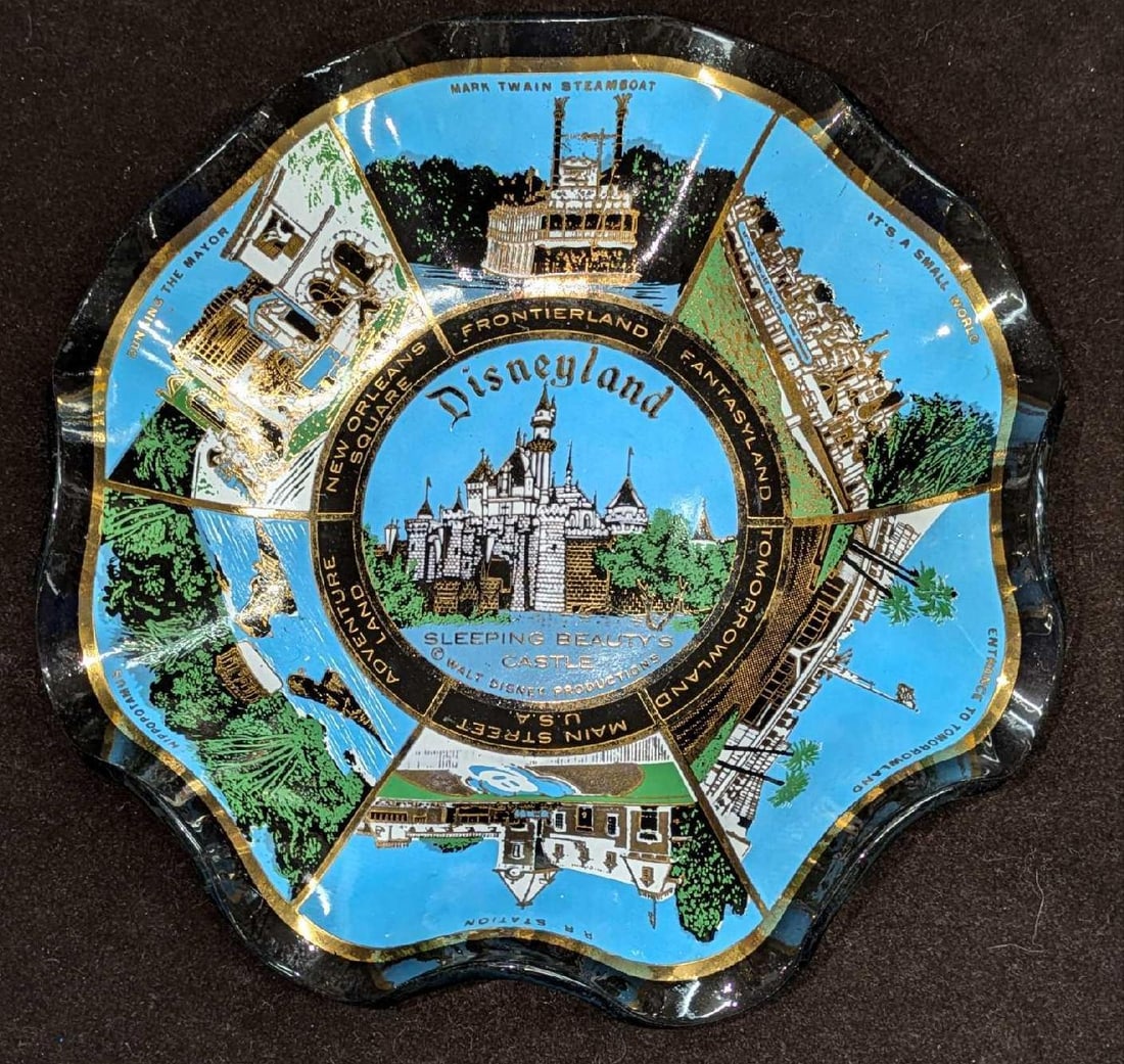 Vintage Disneyland Blue Glass Candy Dish 1970s (1 of 2)