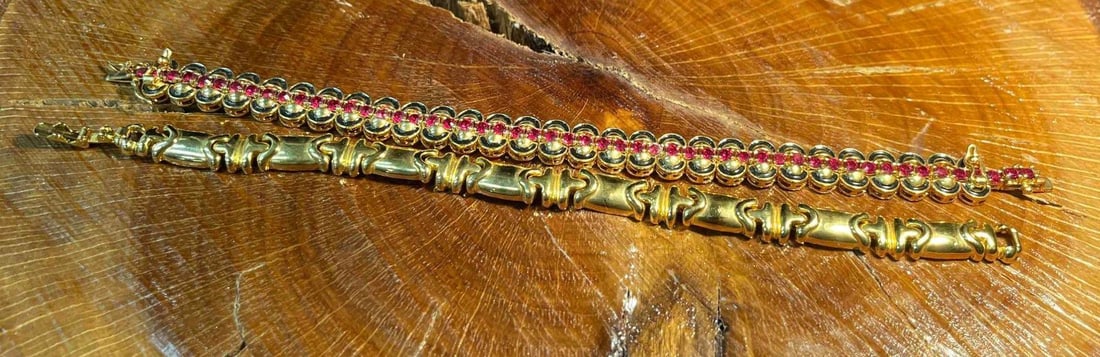 Two Joan Rivers Gold Tone & Red Bead Gold Tone Tennis Bracelets (1 of 13)