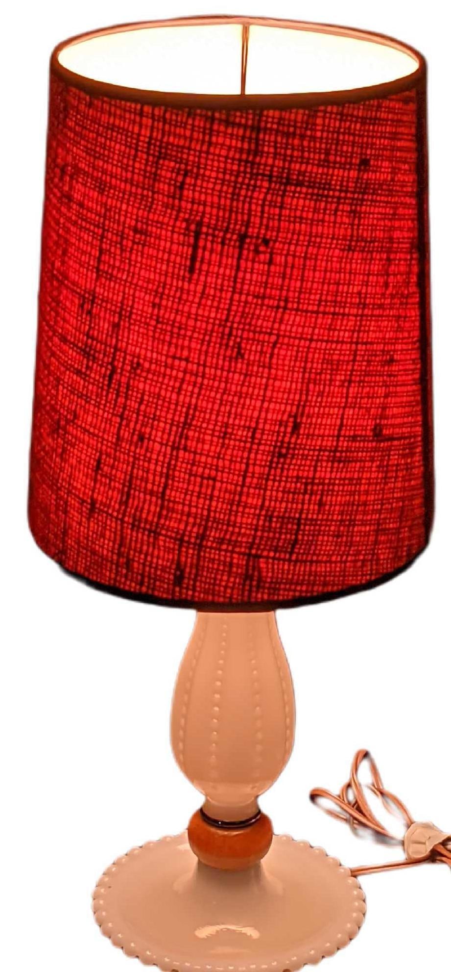 Vintage Milk Glass And Wood Bedside Table Lamp: Vintage Milk Glass And Wood Bedside Table Lamp. The maker and date of creation are unknown. Is approx 6" x 6" x 19 1/2" and it weighs 2.04lbs. The lamp is in good, working condition with light wear. P