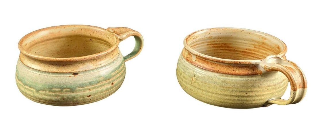 Two Handmade Glazed Pottery Cups Bowls (1 of 10)