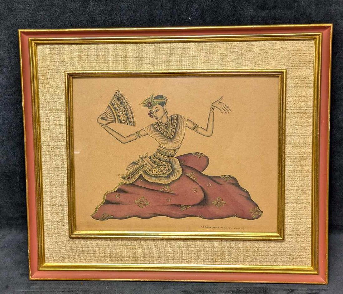 Framed Ketut Rudin Original Lady Fan Dancer (1 of 5)