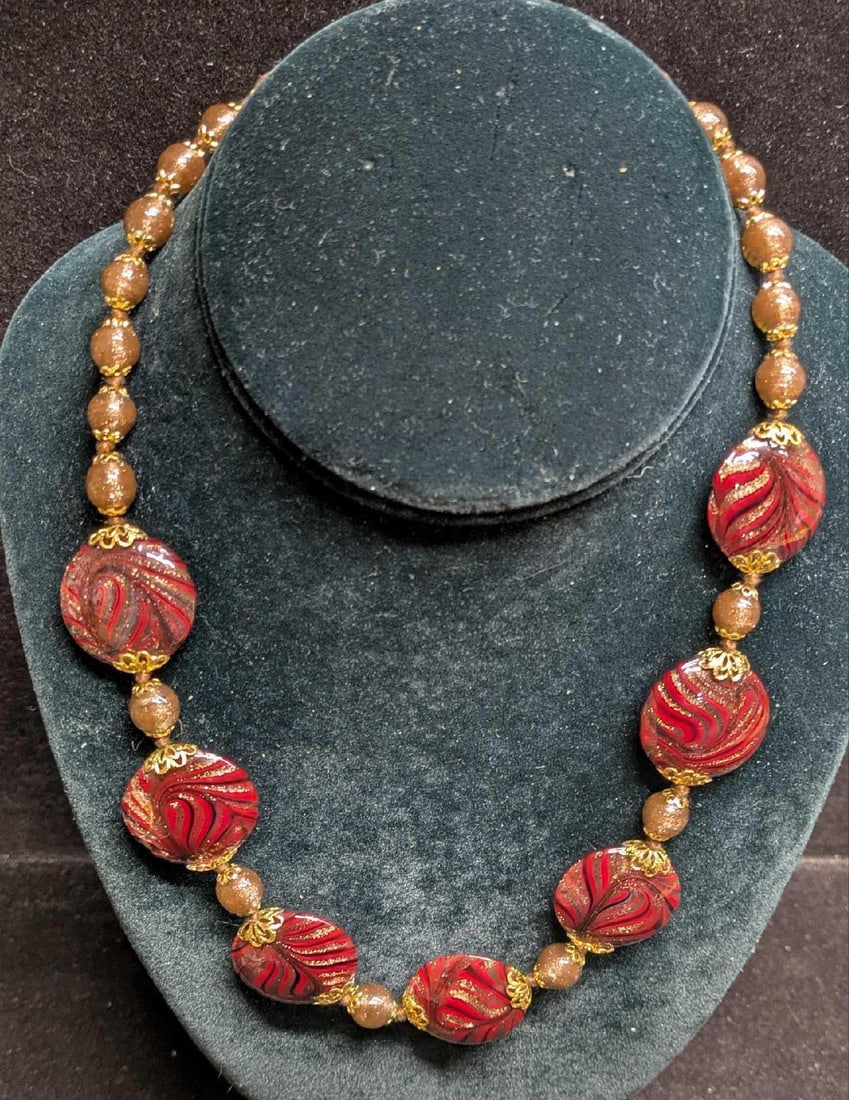 Vintage Italian Murano Art Glass Bead Necklace JJJJJJ (1 of 4)