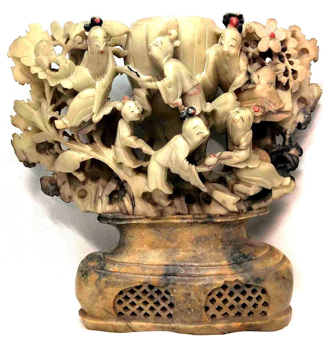 Vintage Asian Figural Carved Soapstone Sculpture (1 of 6)