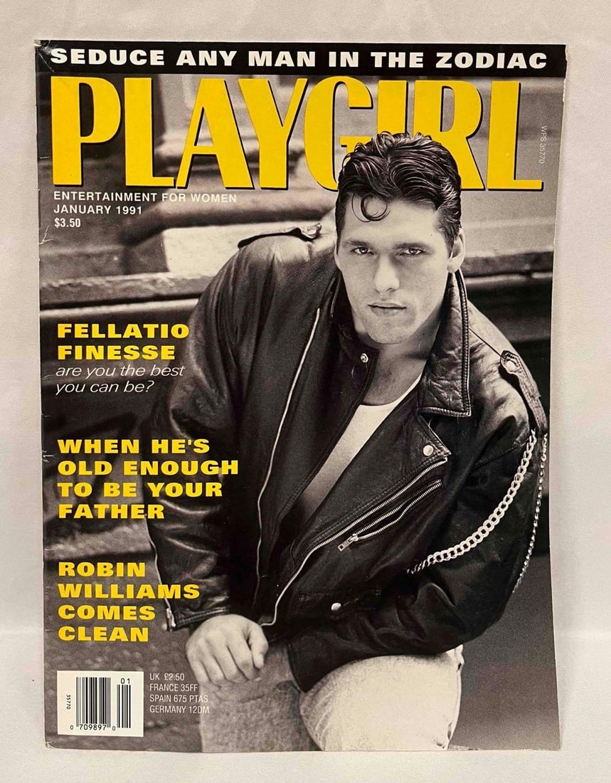 Playgirl January 1991 Frank Kennedy & Thom Collins: This lot contains a Playgirl January 1991 Issue Frank Kennedy & Thom Collins. It is approx 11" x 8" and it weighs about 0.4lbs. Overall the vintage magazine is in good used condition with so