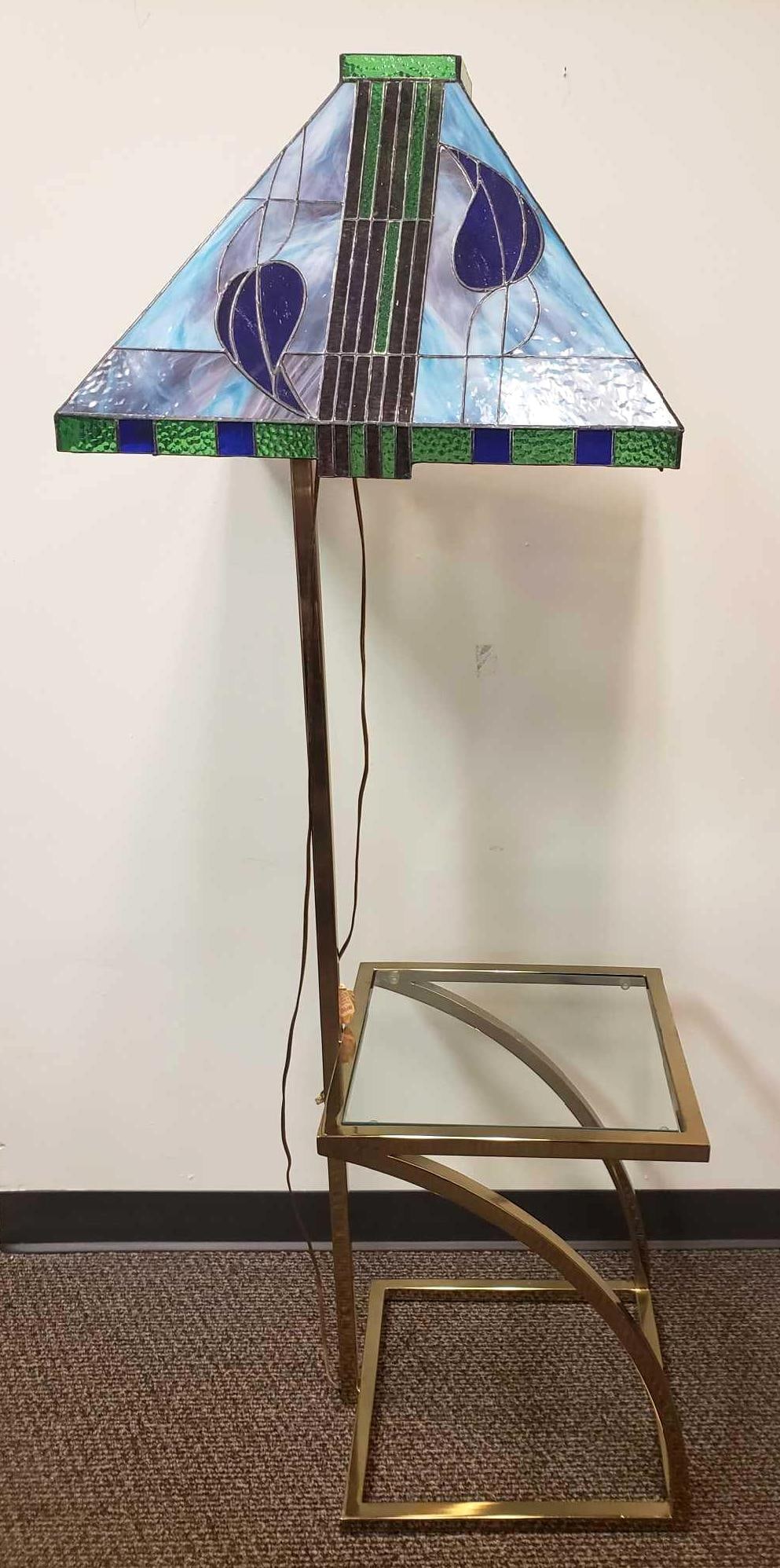 Tiffany Style Stained Glass Lamp with Glass Table (1 of 10)