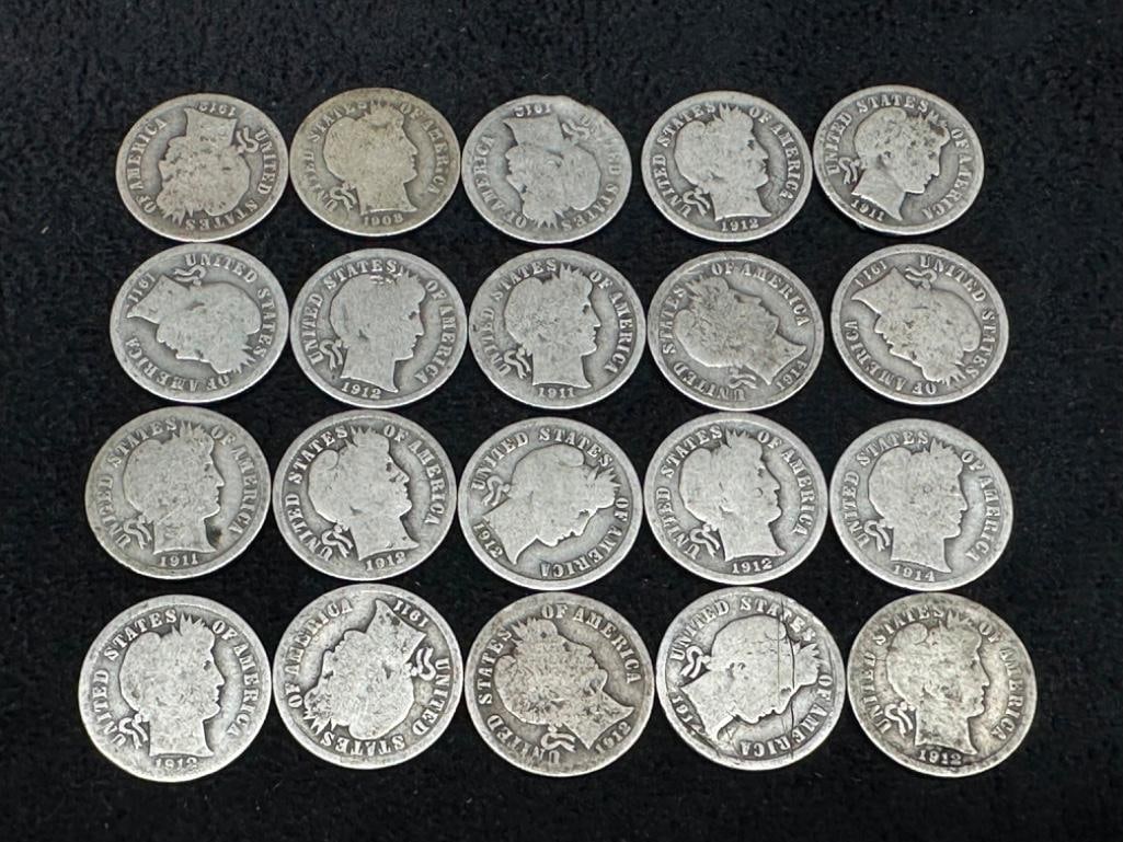 Lot of 20 Barber Dimes (1 of 2)