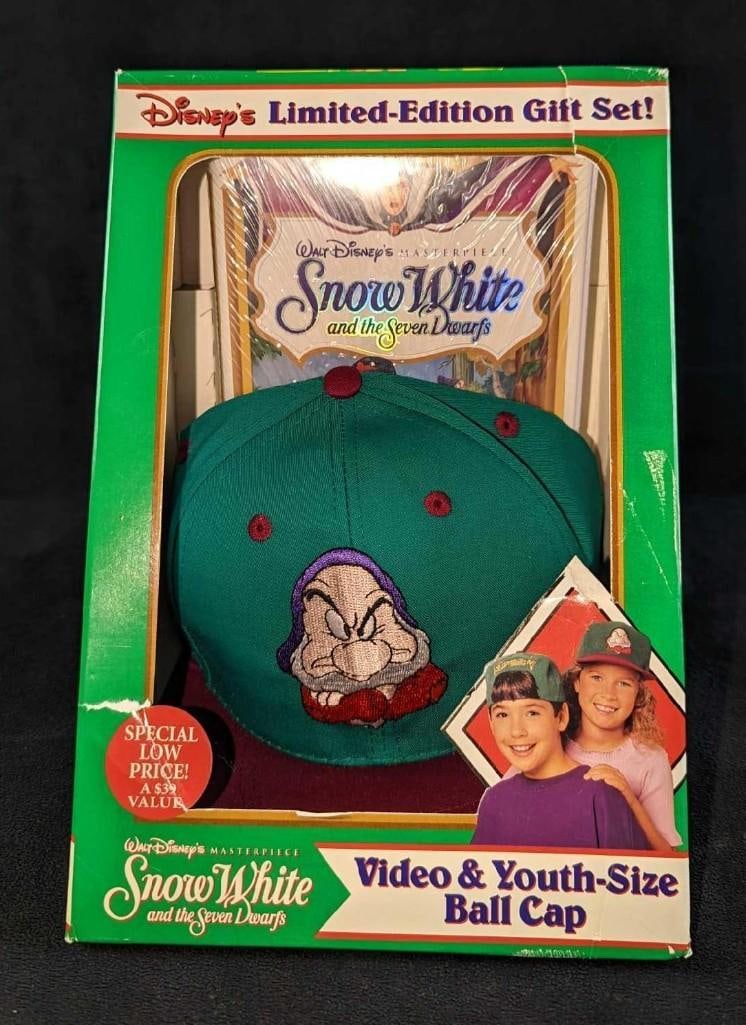 Disney Snow White Cap & VHS Movie Collector Set: Disney Snow White Cap & VHS Movie Collector Set. This special "Limited Edition Gift Set" comes with a youth-sized "Grumpy" hat (fits kids ages 4-12) along with a sealed video cassette of the clas