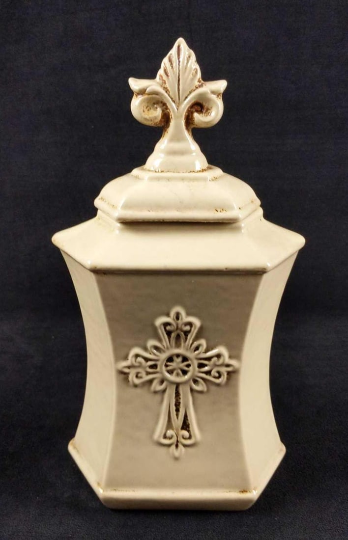 Vintage Ceramic Holy Water Vessel Container Urn (1 of 8)