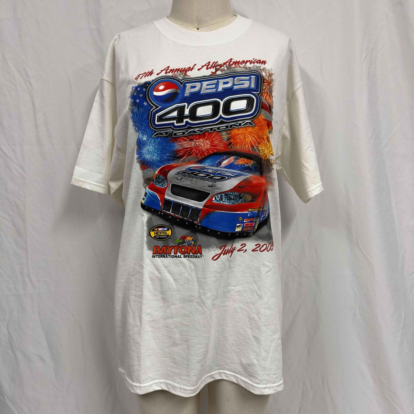 Daytona Pepsi 400 T-Shirt L Large Short Sleeve White Shirt (1 of 7)