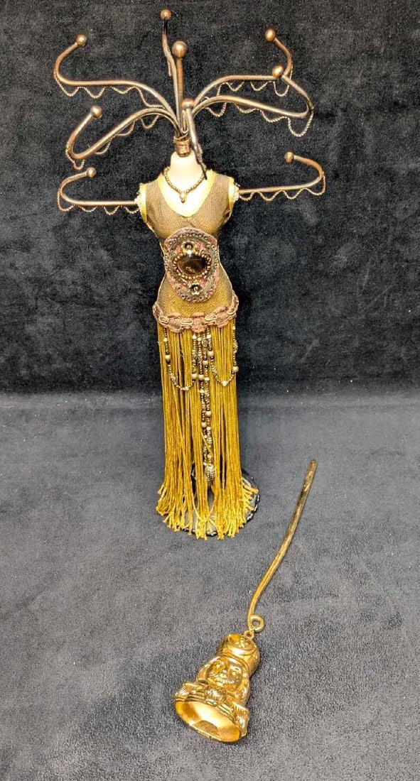 Woman Bust Jewelry Stand And Brass Godinger  Candle Snuffer (1 of 7)