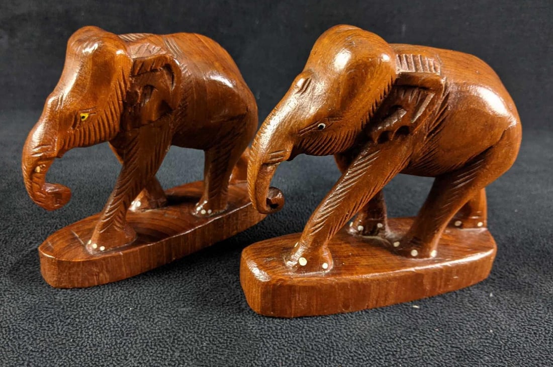 Hand Carved Wooden Elephants (1 of 10)