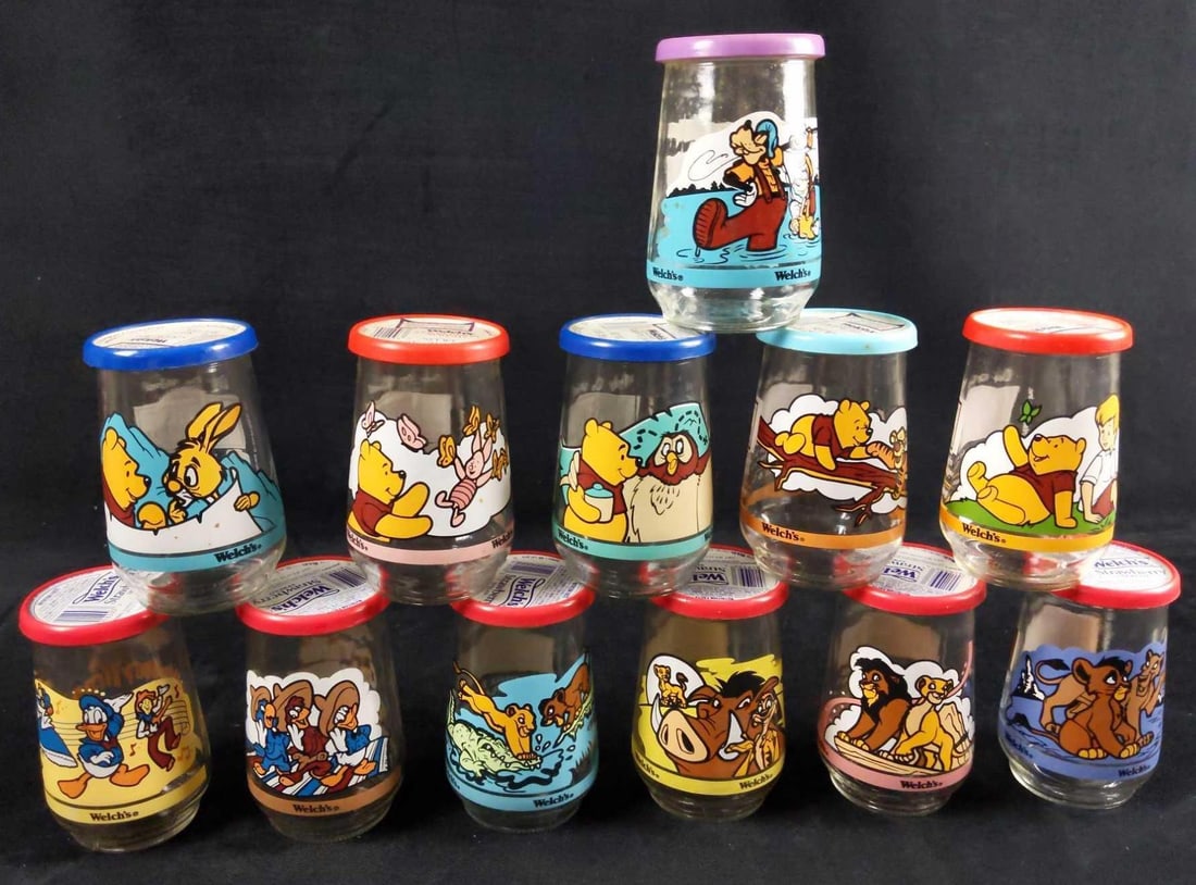 12 Disney Jelly Jars Lion King Donald Duck Pooh (1 of 9)