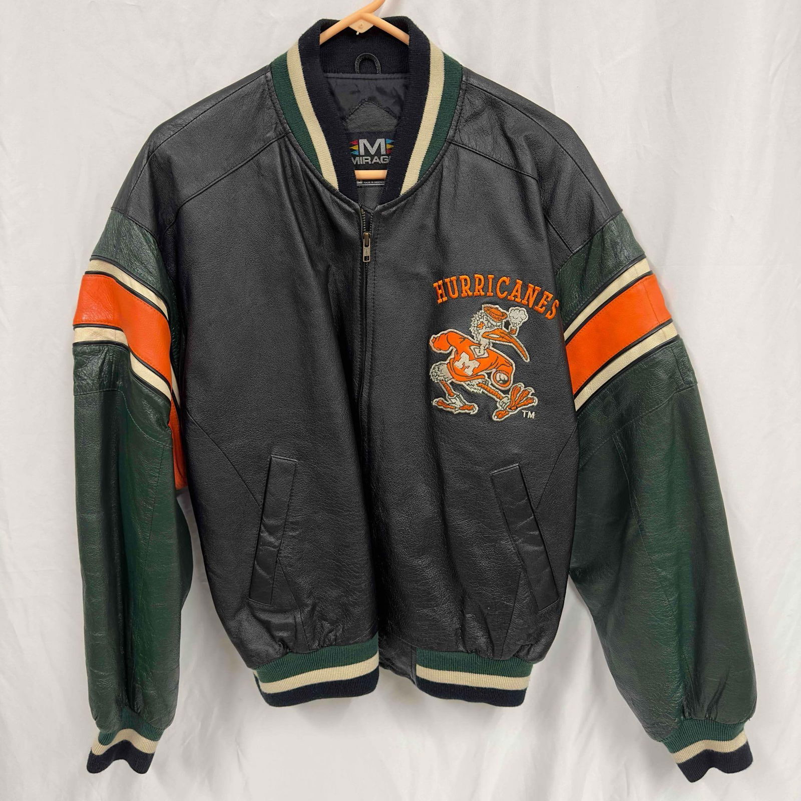 Vintage Miami Hurricanes Leather College Jacket Late 1980's Medium (1 of 13)