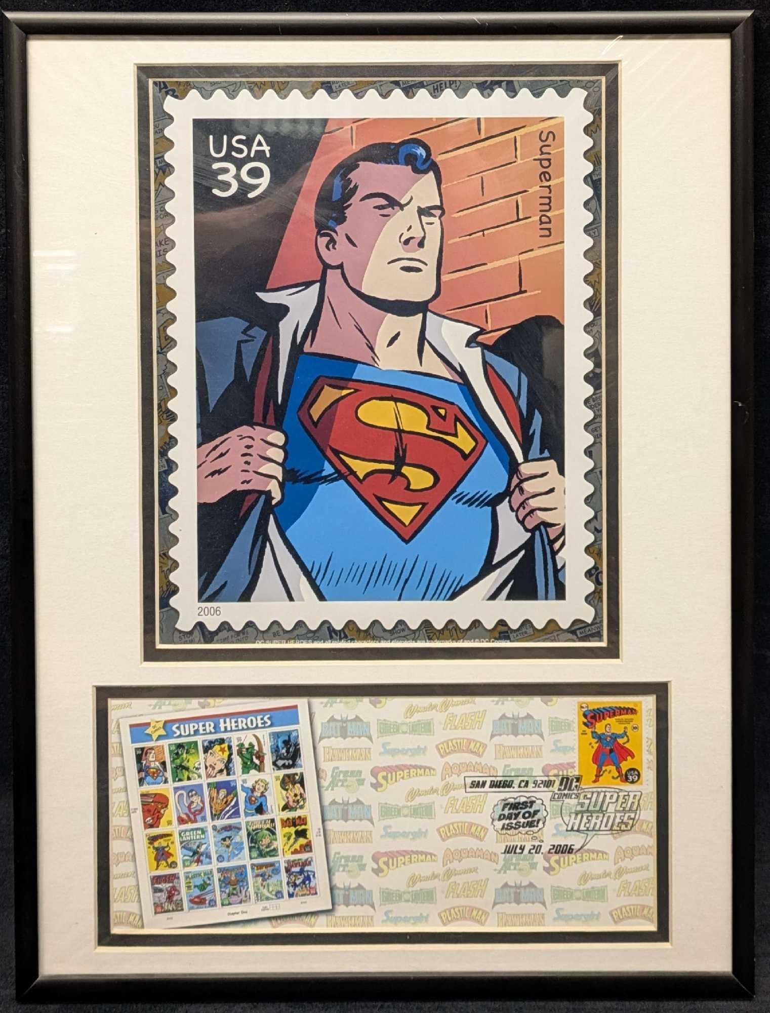 Framed DC Comics Superman Stamp Art (1 of 4)