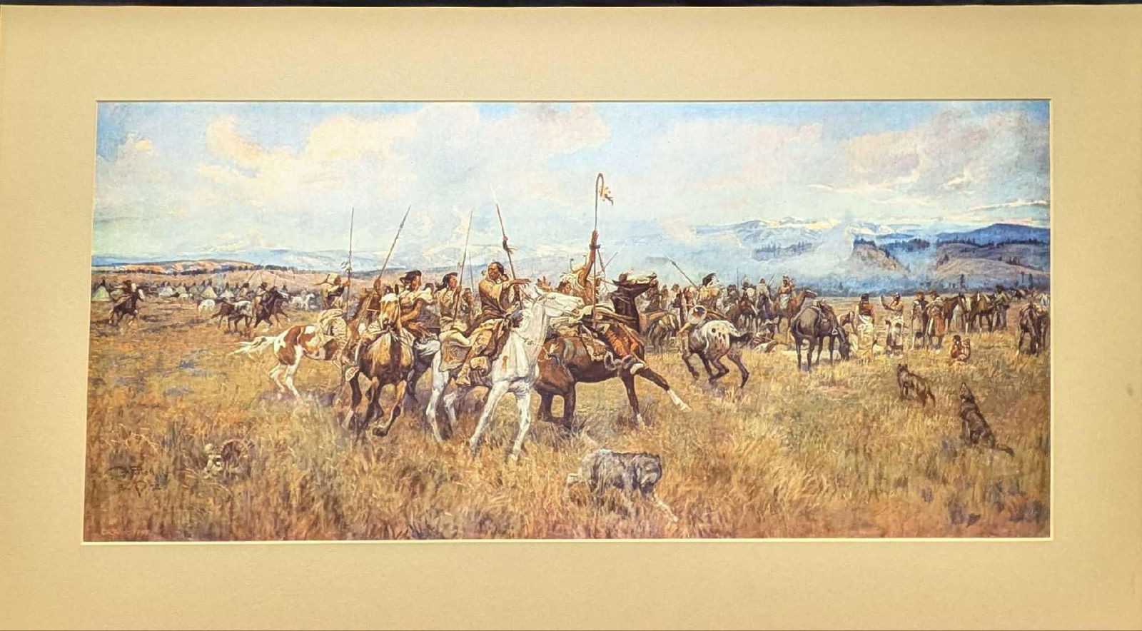 Matted Print "Lewis & Clark Meeting The Flat Heads" By Charles M. Russell 1864-1926 (1 of 6)