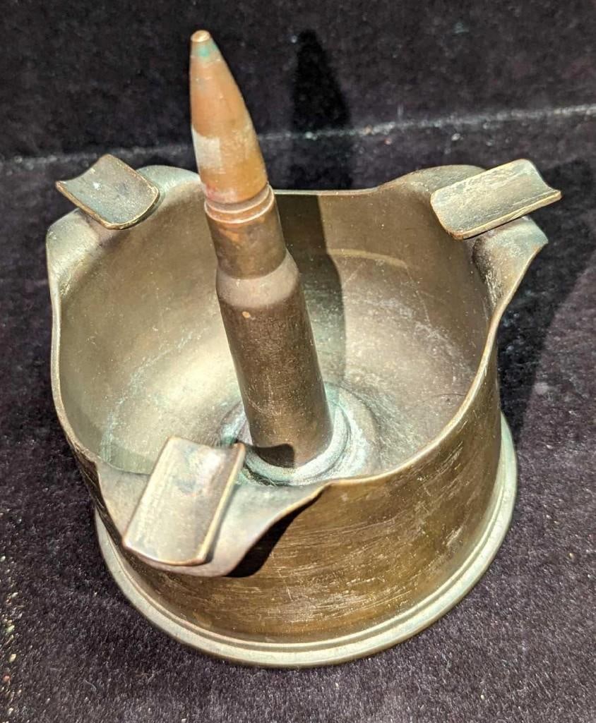 WWII Trench Art Military Shell Casing Ashtray (1 of 7)