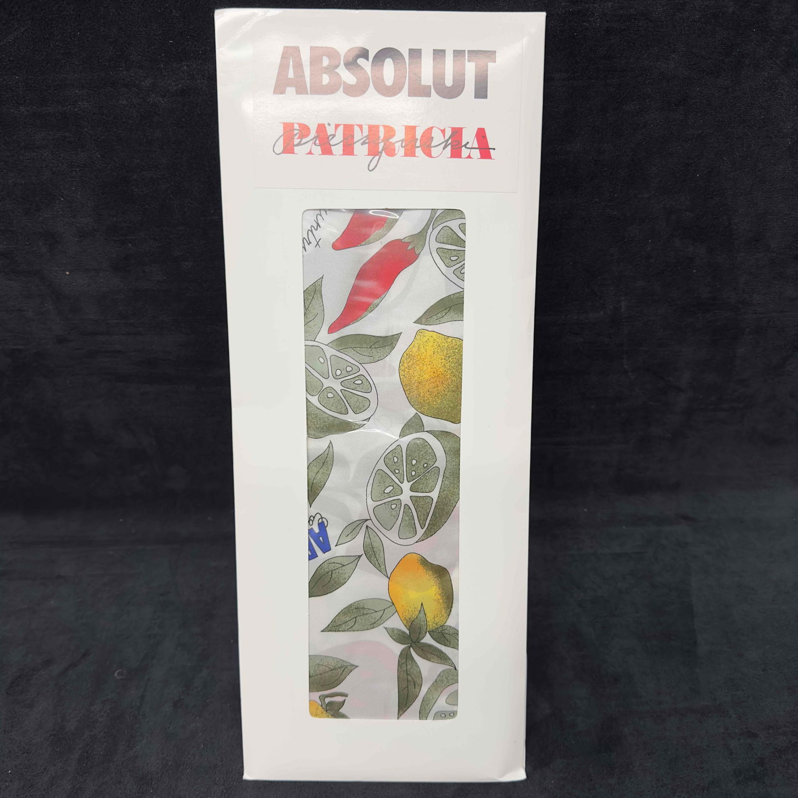Patricia Pieczynski Absolut Vodka White Silk Large Scarf Peppers Lemons Limes Peppar B (1 of 8)