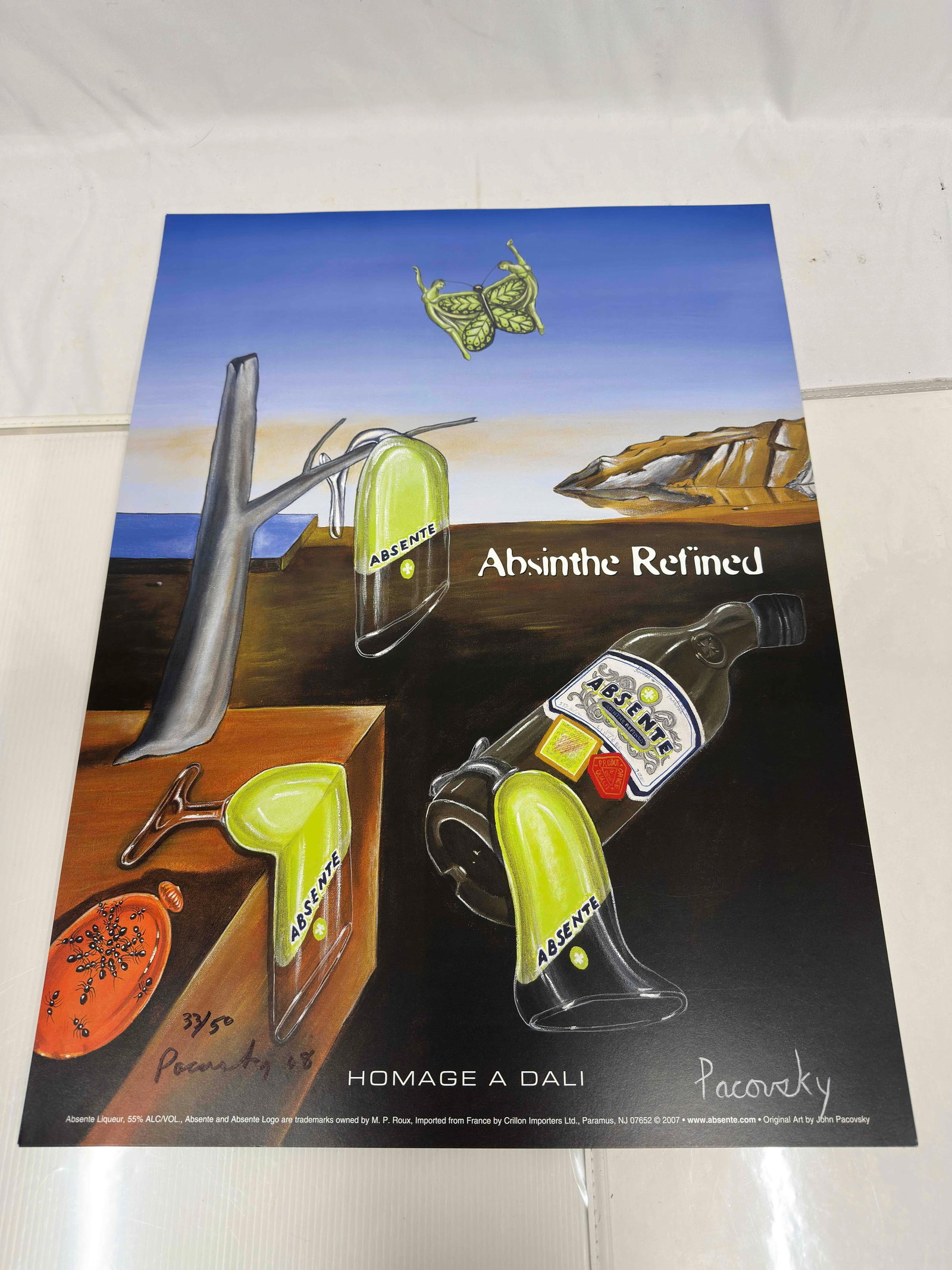Hand Signed and Numbered Set Lot of 18 Absinthe Refined Ad Posters Homage A Dali by John Pacovsky: Hand Signed and Numbered Set Lot of 18 Absinthe Refined Ad Posters Homage A Dali by John Pacovsky. This set includes eighteen (18) hand signed and individually numbered posters by John Pacovsky. Limit