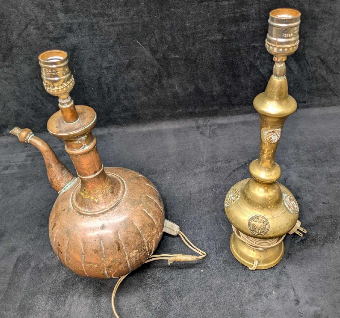 2 Vintage Brass And Copper Converted Lamps (1 of 8)