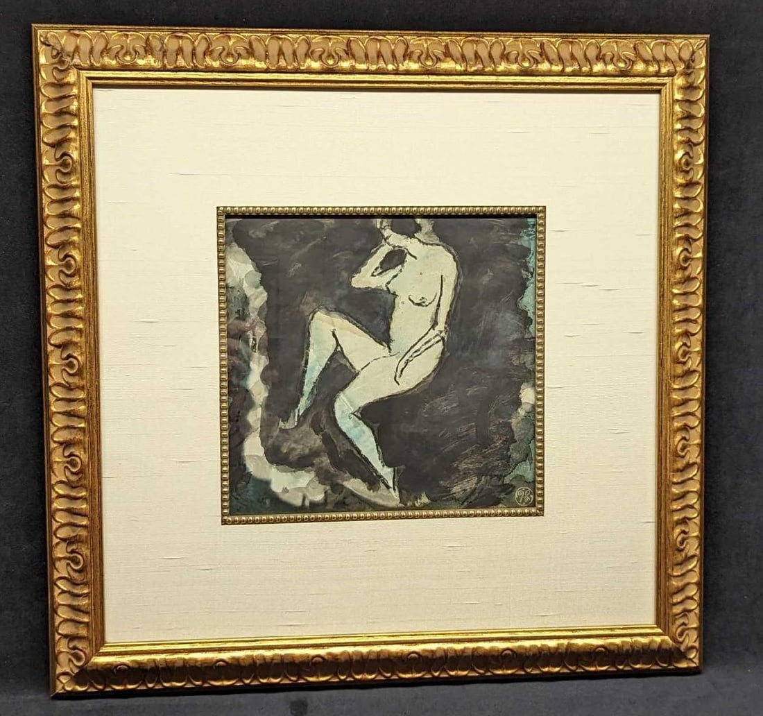 Jens Jensen Sitting Nude Original Oil On Paper: Jens Jensen Sitting Nude Original Oil On Paper. This framed original is approx 20 1/2" x 1 3/4" x 20" and it weighs 5.5 lbs. The original is approx 10" x 10". The framed original is in good, use