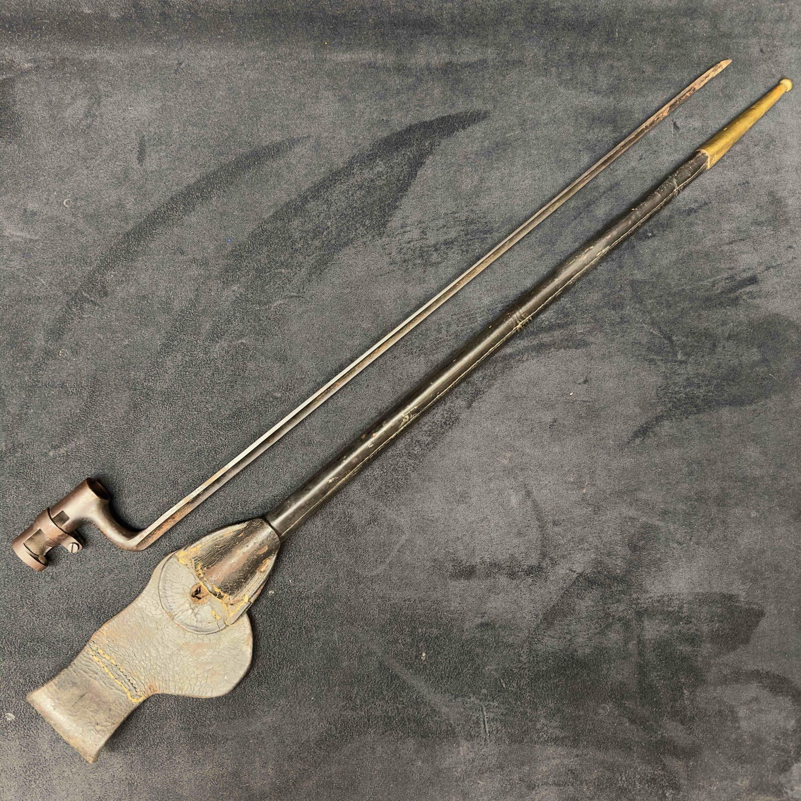 Civil War Period Model 1855 Rifle Musket Socket Bayonet and Leather Scabbard M1855: This piece of Militaria has been researched to the best of our ability prior to listing. Please reference all our photos as they are part of our description. Civil War Period Model 1855 Rifle Musket S