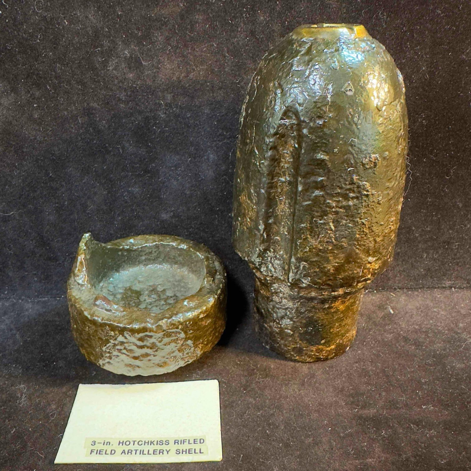 Civil War Era Relic Hotchkiss Rifled Field Artillery Case Shot Shell and Base Two Pieces: These pieces of Militaria have been researched to the best of our ability prior to listing. Please reference all our photos as they are part of our description. Civil War Era Relic Hotchkiss Rifled F