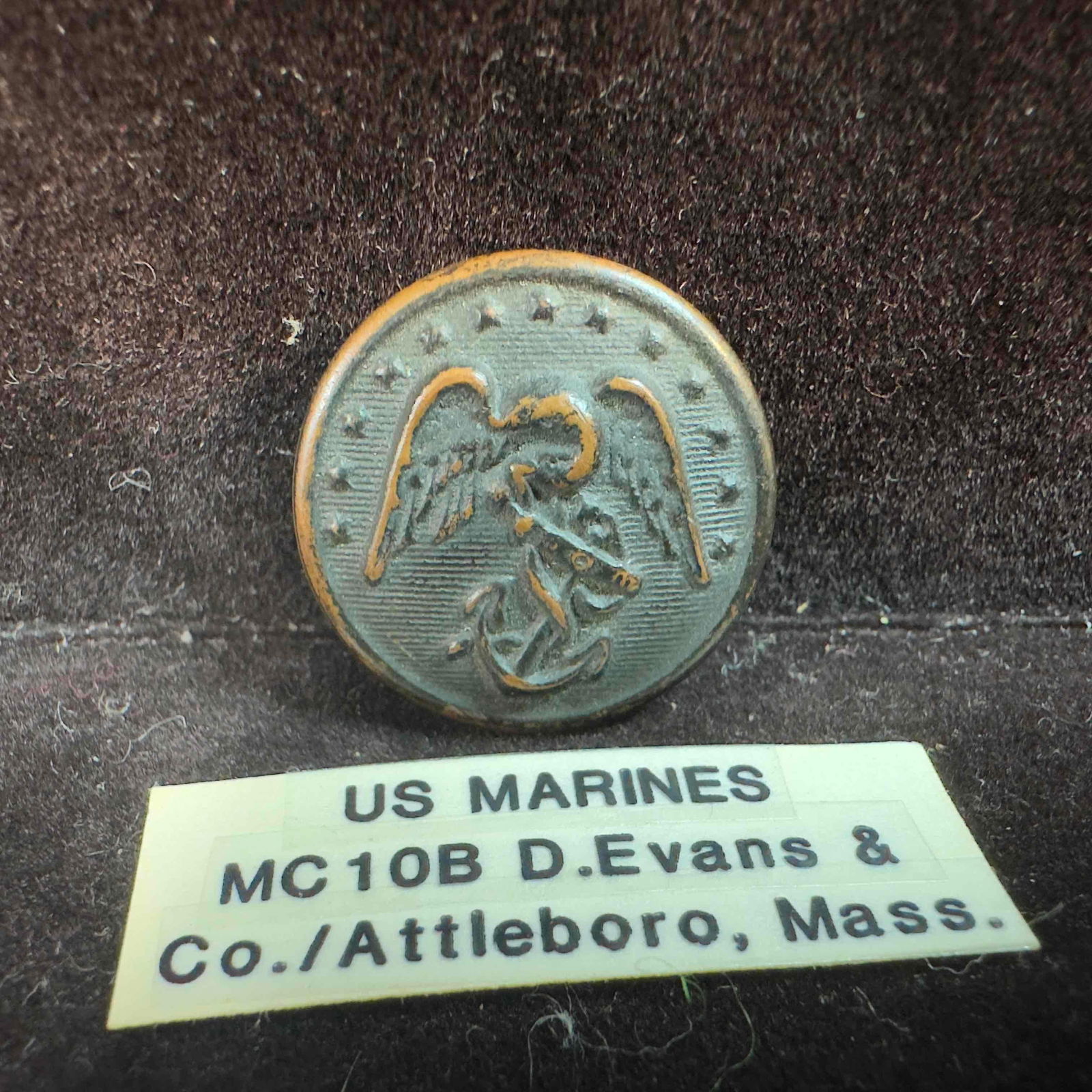 Antique Civil War USMC Marine Corps Button D. Evans & Co Attleboro Mass. (1 of 7)