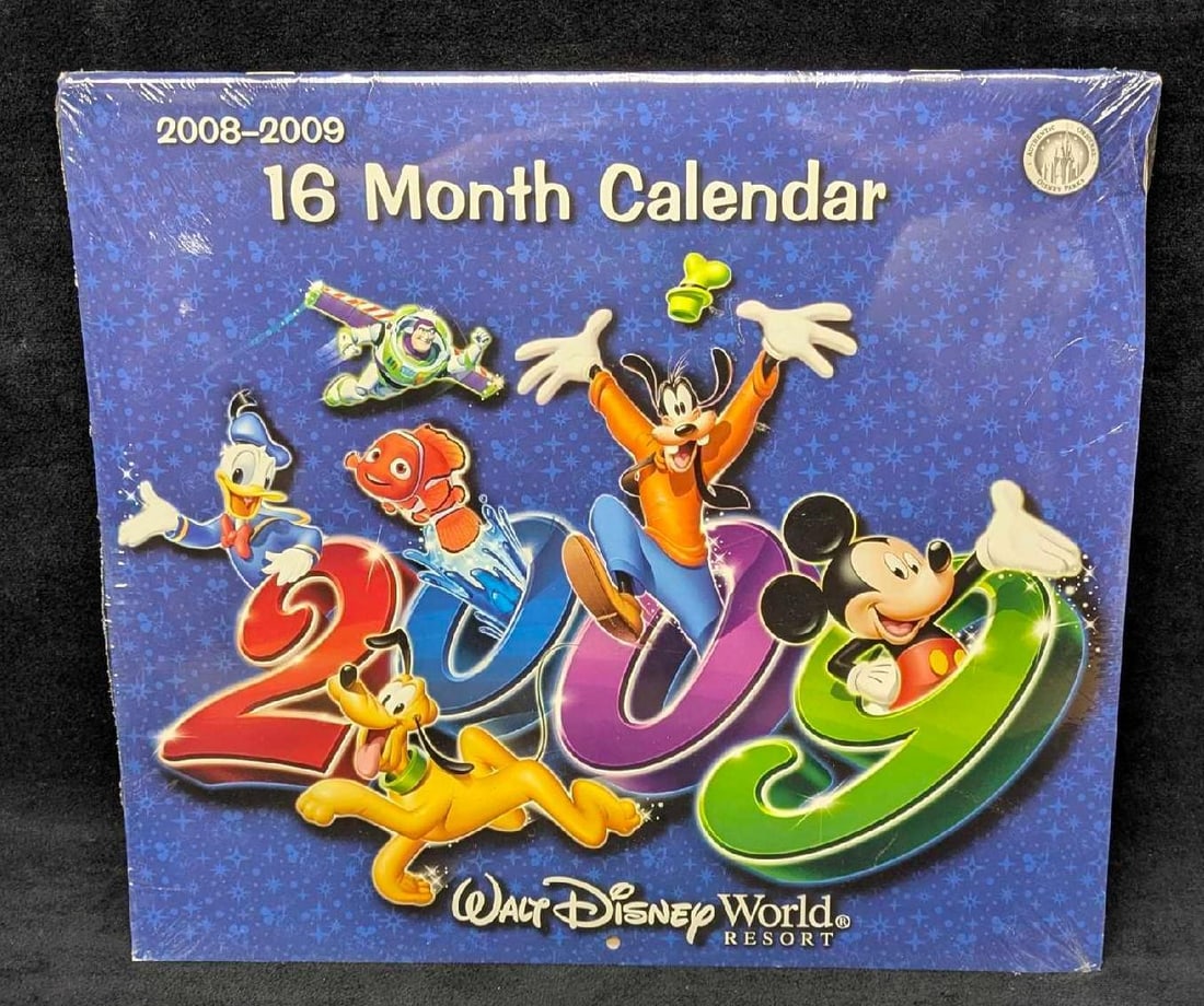 Disney World Resort Calendar 2009 - Sealed: Disney World Resort Calendar 2009 - Sealed 16 month calendar featuring large, full-color photos of various locations within the Disney World Parks from 2009. Colors are still bright and unfaded, print
