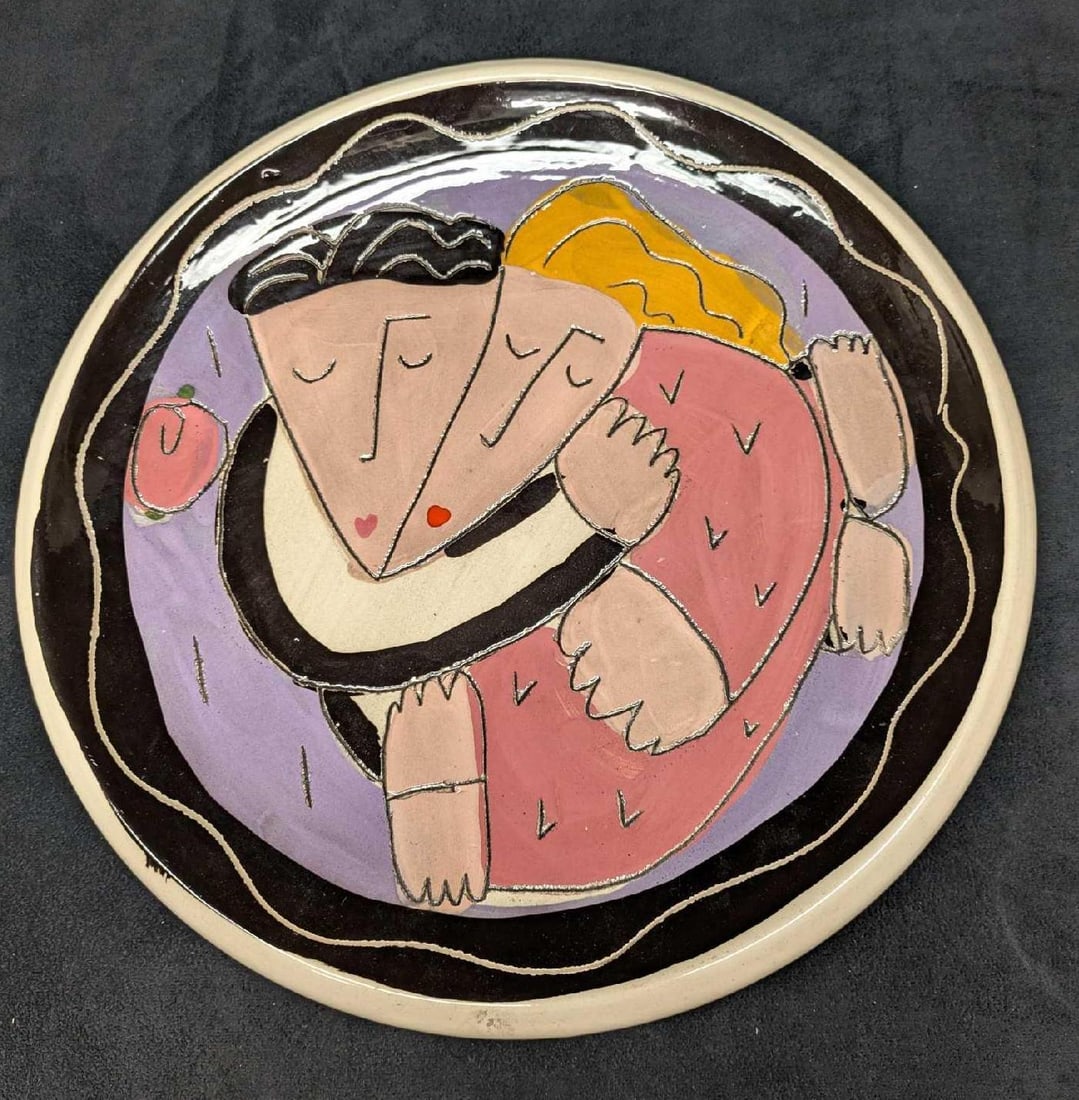 Vintage Art Pottery Sandra Magsamen Couple Display Plate (1 of 5)