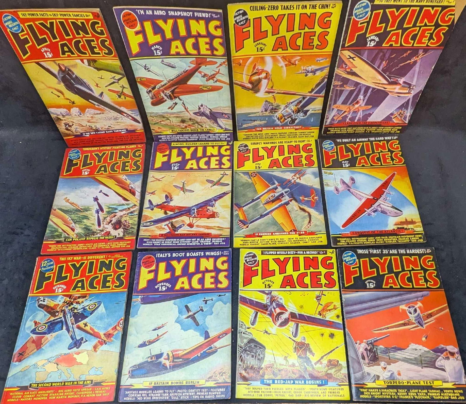 Full Year Of 1939 Flying Aces Magazine (1 of 4)