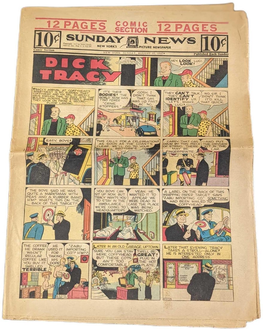 1947 Sunday Comic Section Dick Tracy Orphan Annie (1 of 3)