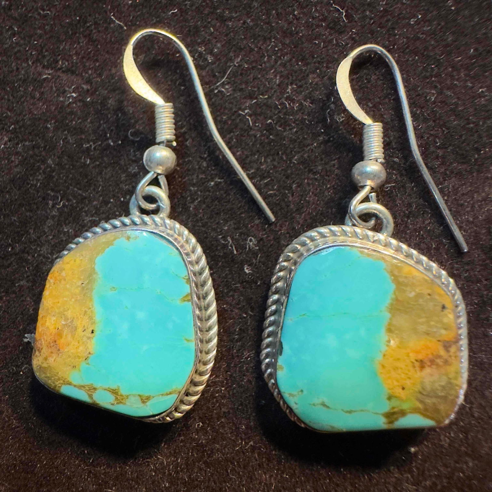 Turquoise Milton Lee Sterling Silver Navajo American Style Dangle Earrings (1 of 8)