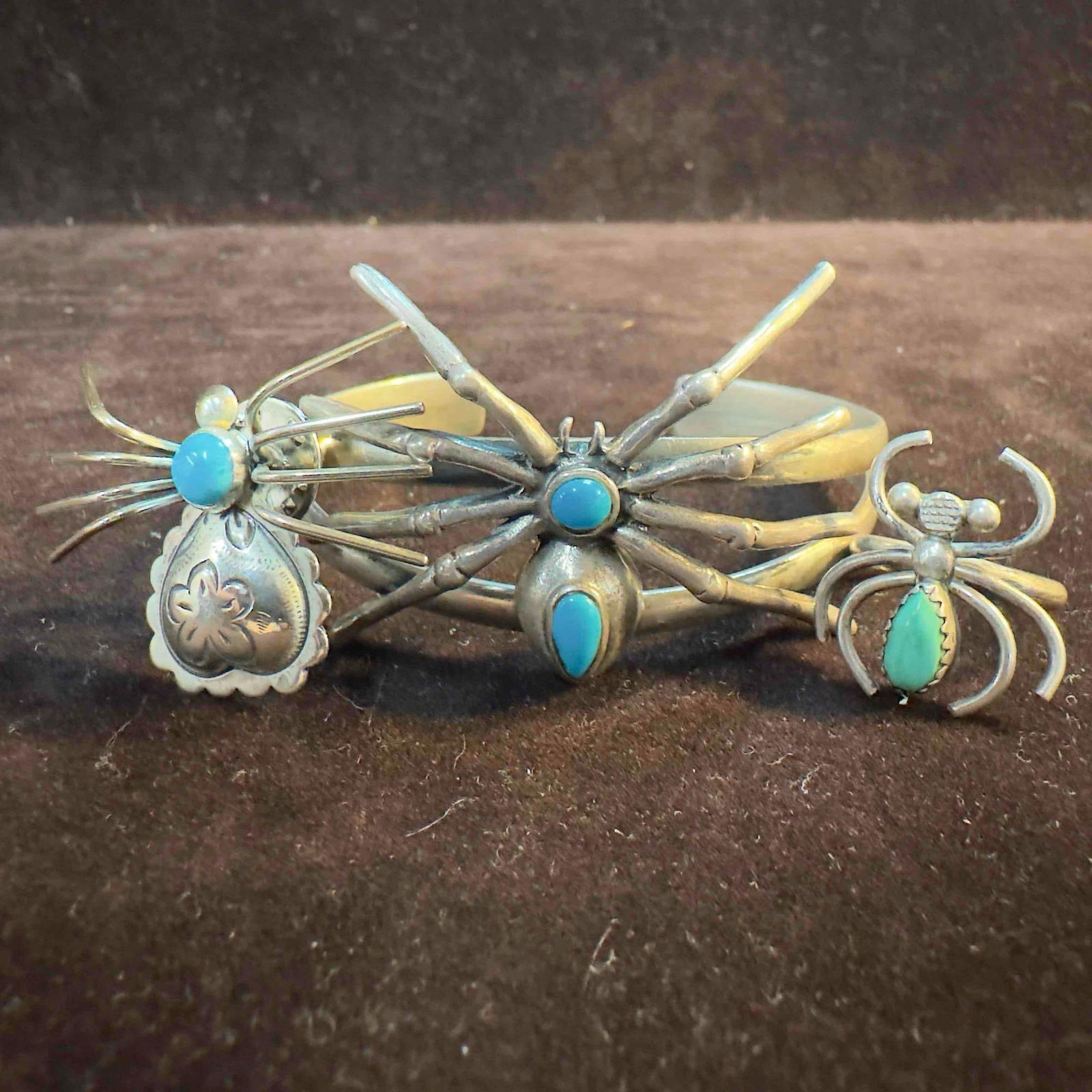 Turquoise Spider Sterling Silver Ring Bracelet Cuff and Lapel Pin Jewelry Set Y1 (1 of 20)