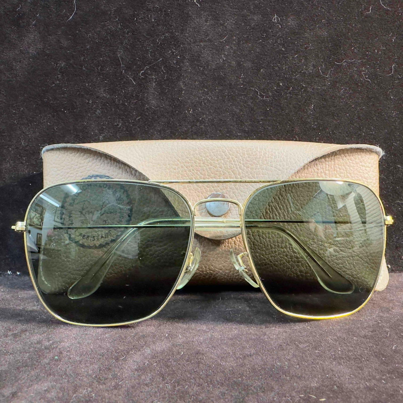 Ray Ban B and L USA 58 16 Aviator Sunglasses with Case Vintage Black Lens (1 of 15)