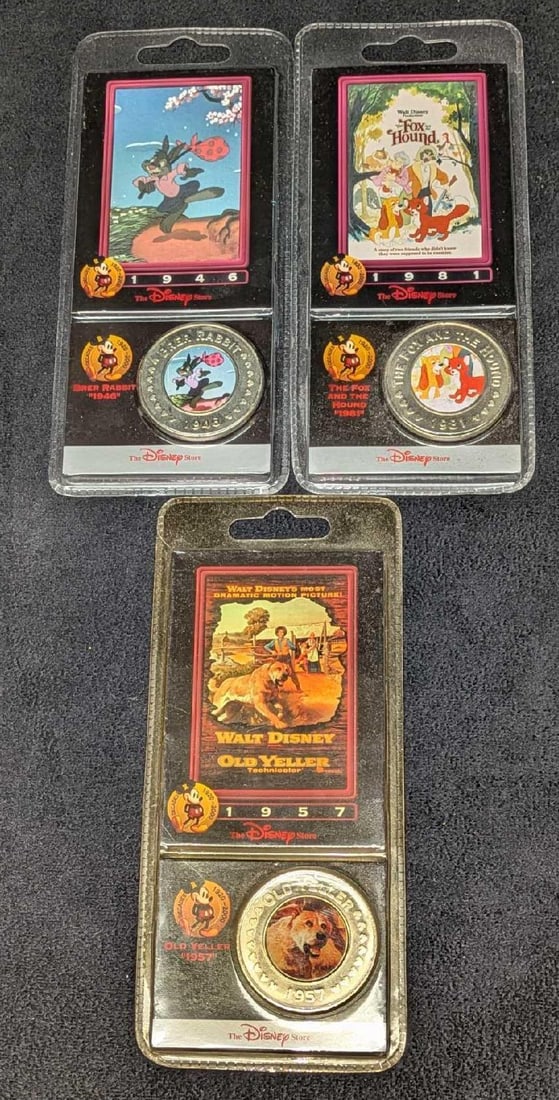 Disney Old Yeller Fox & The Hound & Brer Rabbit Collector Coins (1 of 8)