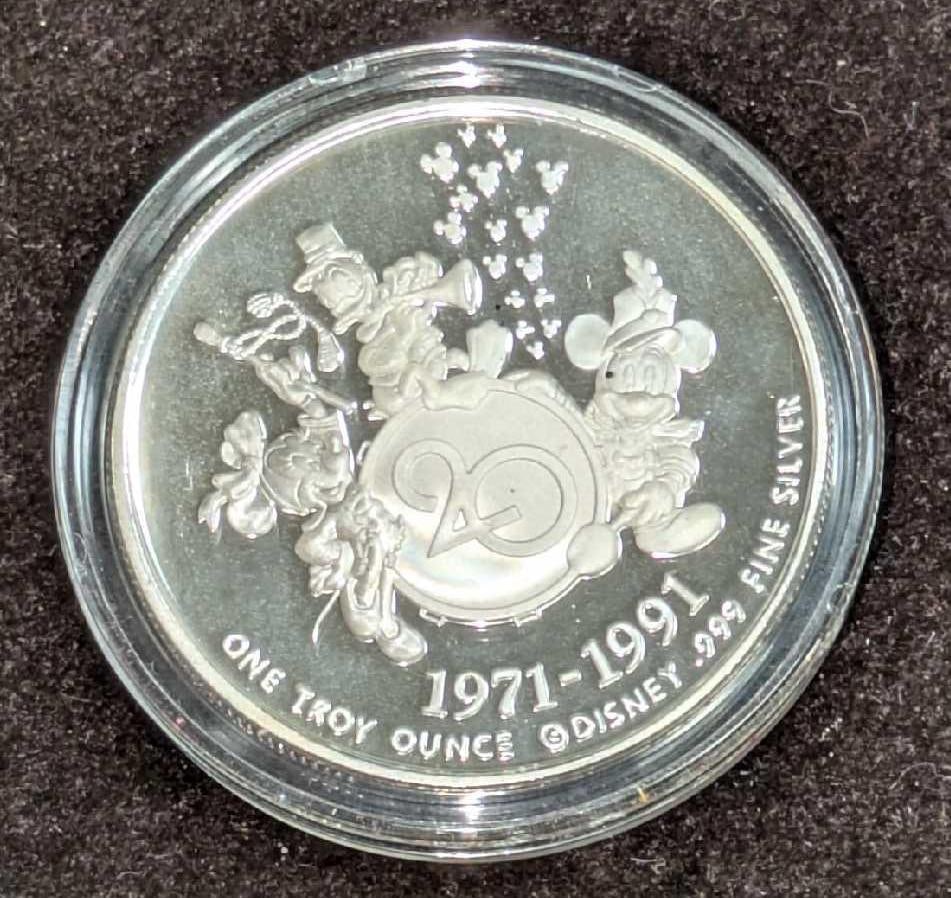 1991 WDW 20 Magical Years - .999 Fine Silver Coin LE (1 of 5)