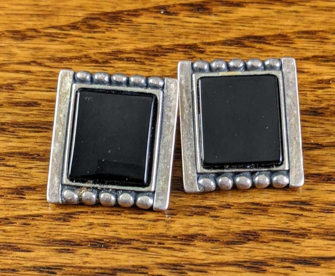 Sterling Silver Black Onyx  Clip-on Earrings (1 of 7)