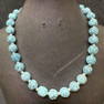 Murano Venetian Lamp Work Glass Art Sky Light Blue Round Black Accent Bead Necklace E83